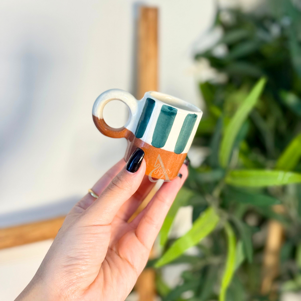 Mini tasse bicolore rayé