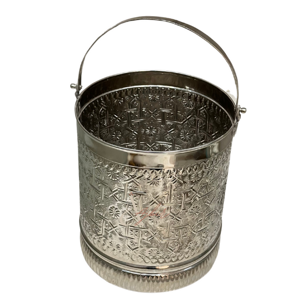 Seau grand en laiton argenté - Ajbir