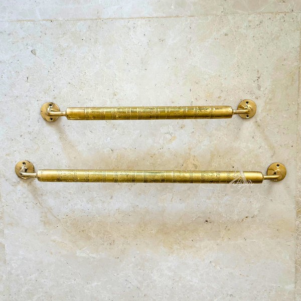 Barre Porte Serviettes en laiton doré gravé Grande