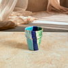 Verre artisanal multicolore bleu et vert