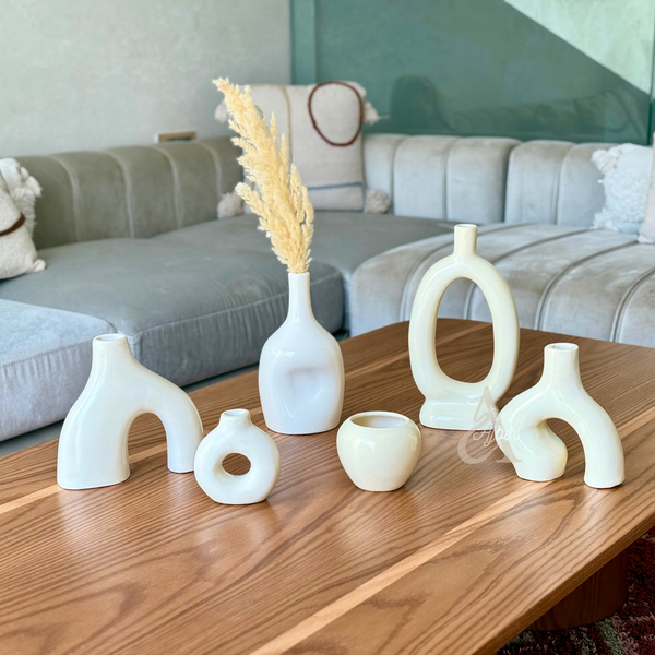 Vase artisanal bouteille crème moyen