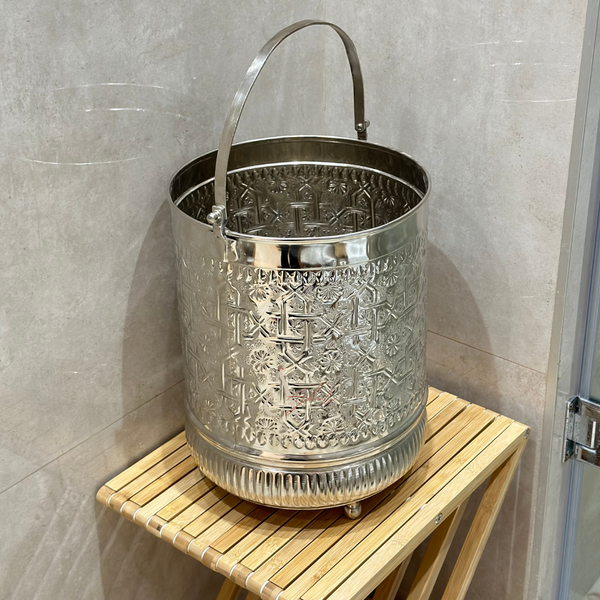 Seau grand en laiton argenté - Ajbir