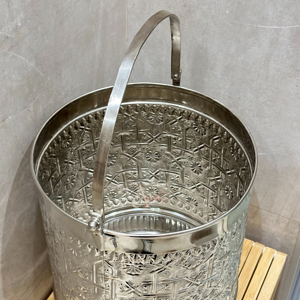 Seau grand en laiton argenté - Ajbir