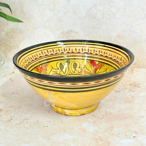 Grand Saladier Artisanal aux Motifs Nakch Marocain