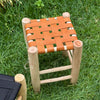 Tabouret traditionnel en bois et cuir