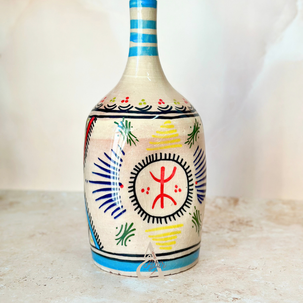 Vase bouteille amazigh turquoise