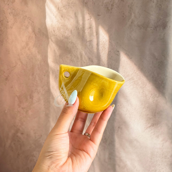 Tasse à café artisanale marocaine jaune émaillée Sifaw