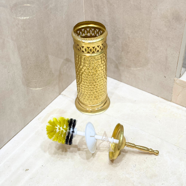 Porte brosse en laiton doré martelé