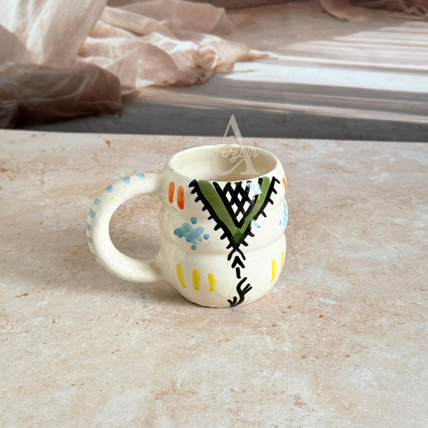 Mug artisanal amazigh crème et vert