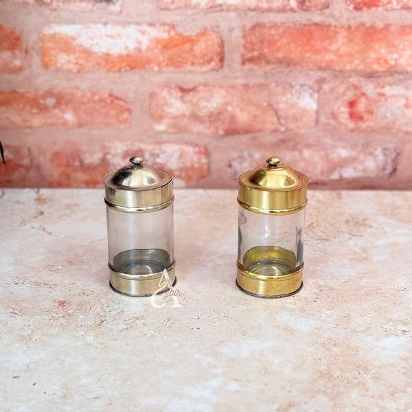 Boite en verre et laiton dorée