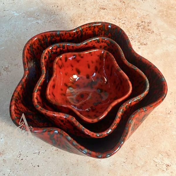Saladier Tawada en Céramique Artisanale Bordeaux Moucheté