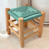 Tabouret en bois et Kittane vert eau