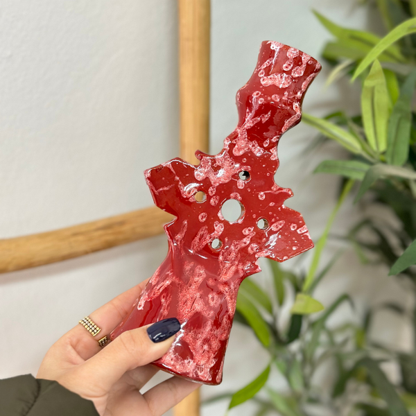 Porte bougie rouge moucheté