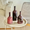 Vase bouteille artisanal en céramique Aubergine mouchetée