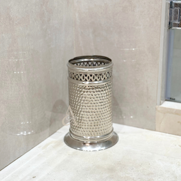 Corbeille traditionnelle en laiton argenté martelée 2