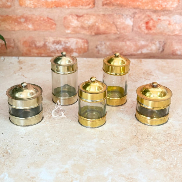 Boite en verre et laiton dorée