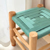 Tabouret en bois et Kittane vert eau