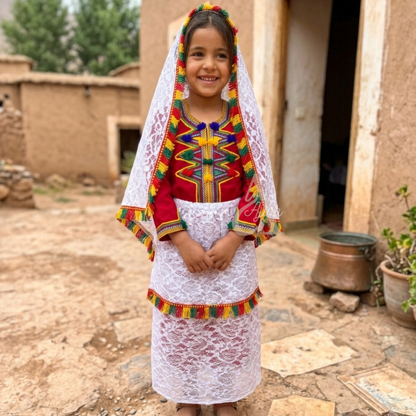 Tenue Tradionnelle Petite fille Amazigh 3pcs 8-10 ans