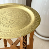 Table dorée traditionnelle artisanale Marocaine en bois et laiton 2