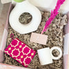 Coffret cadeau artisanal Tafoukt blanc et rose Fuschia