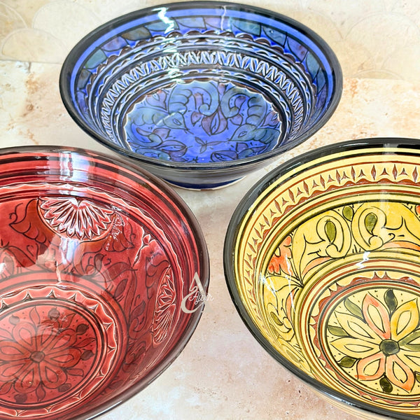 Grand Saladier Artisanal aux Motifs Nakch Marocain