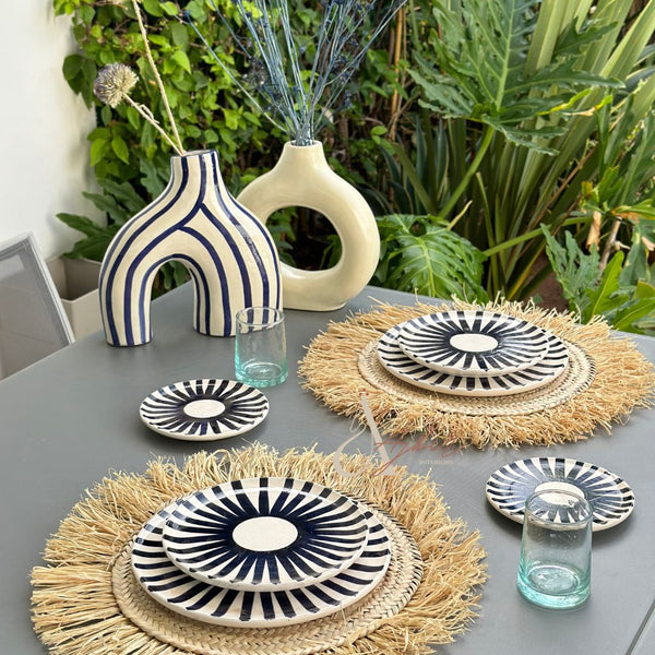 Service assiettes Tafoukt bleu (12 pièces) - Ajbir