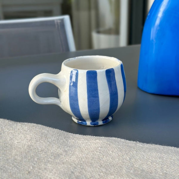 Tasse à café rayée bleu roi - Ajbir