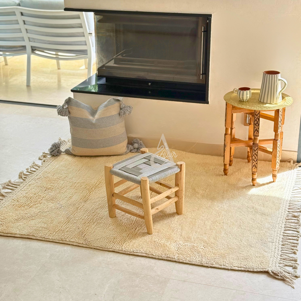 Tapis berbère Mrirt crème 100% laine de mouton - 163cm / 122cm