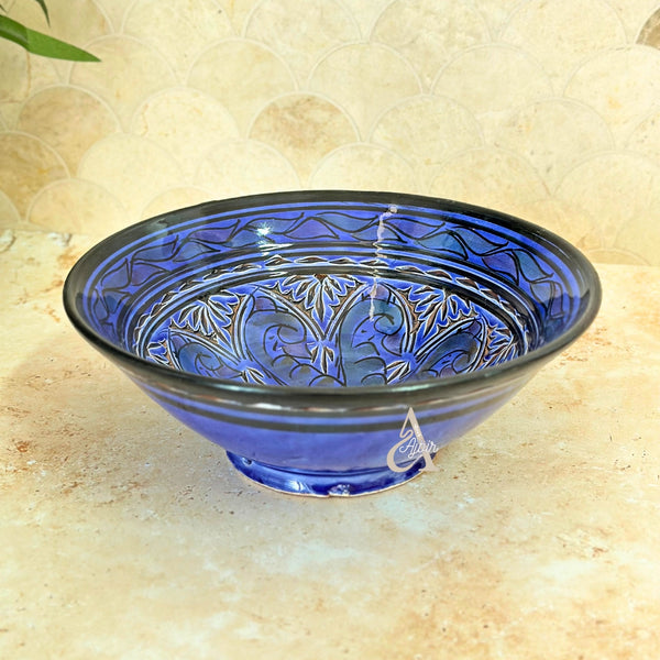 Grand Saladier Artisanal aux Motifs Nakch Marocain