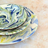 Set de 3 Assiettes Artisanales Marbrées bleu et vert