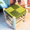 Tabouret artisanal AZEMMUR Bois naturel & tressage vert olive