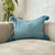 Housse de Coussin artisanale à pompons turquoise 50cmx40cm