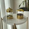 Boite en verre et laiton dorée