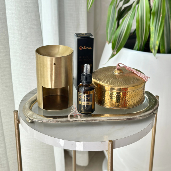 Boite de rangement en laiton doré martelée - Ajbir