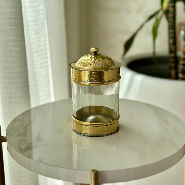 Boite en verre et laiton dorée