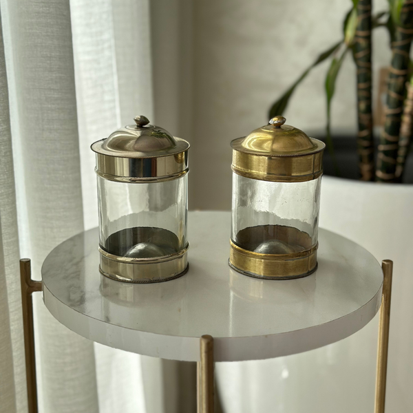 Boite en verre et laiton dorée