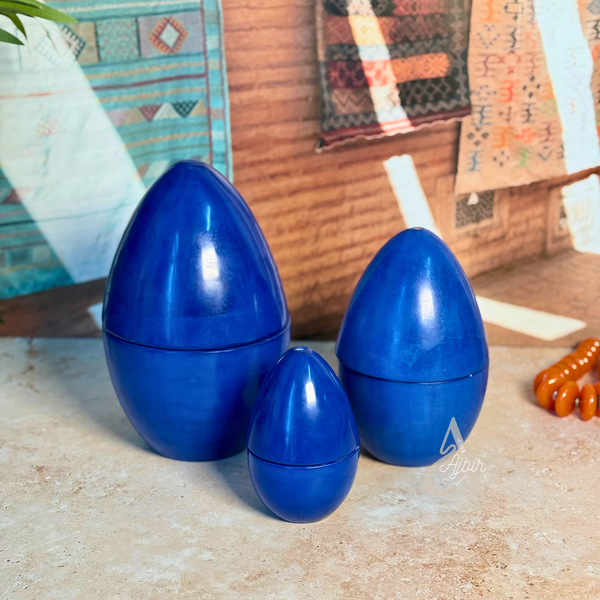 Œuf décoratif artisanal en céramique Tazdayt Bleu