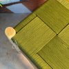 Tabouret artisanal AZEMMUR Bois naturel & tressage vert olive
