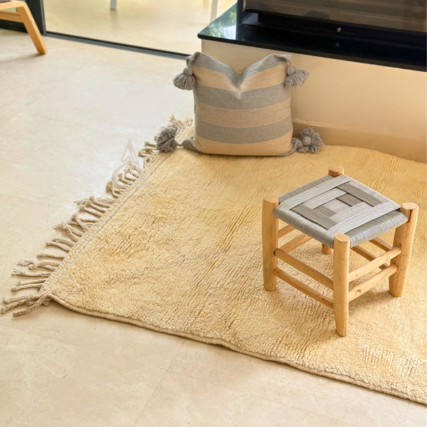 Tapis berbère Mrirt crème 100% laine de mouton - 163cm / 122cm