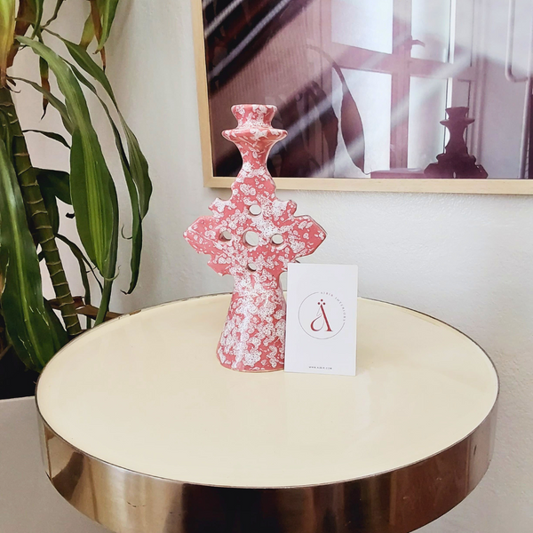 Porte bougie rose moucheté - Ajbir