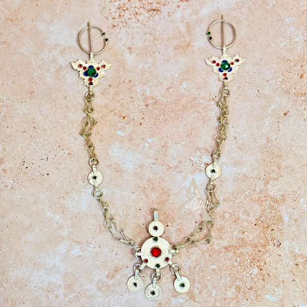 Accessoire amazigh argenté Tazerzit à broches