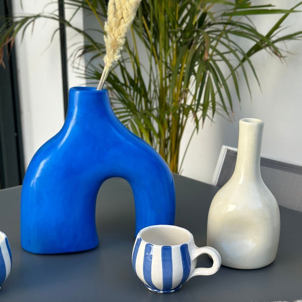 Tasse à café rayée bleu roi - Ajbir