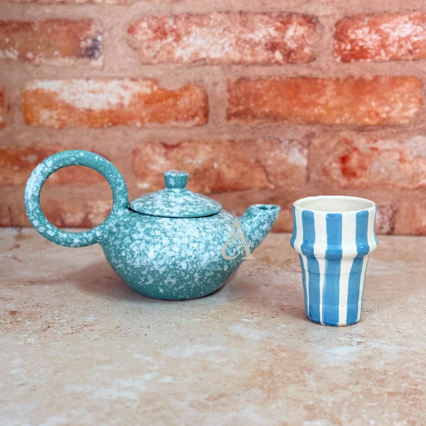 Coffret cadeau artisanal théière bleu ciel