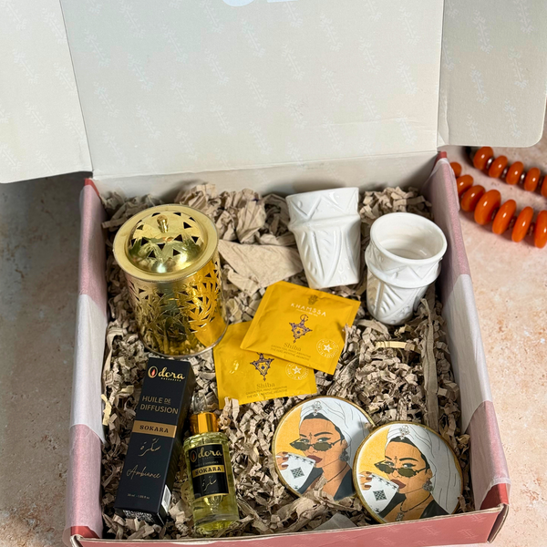 Coffret cadeau artisanal Tafukt blanc et jaune