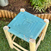 Tabouret en bois et Kittane bleu turquoise - Ajbir