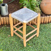 Tabouret en bois et Kittane gris - Ajbir