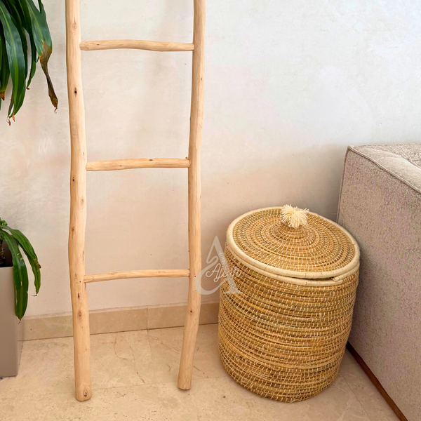 Panier en raphia avec couvercle – Moyen modèle