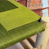 Tabouret artisanal AZEMMUR Bois naturel & tressage vert olive
