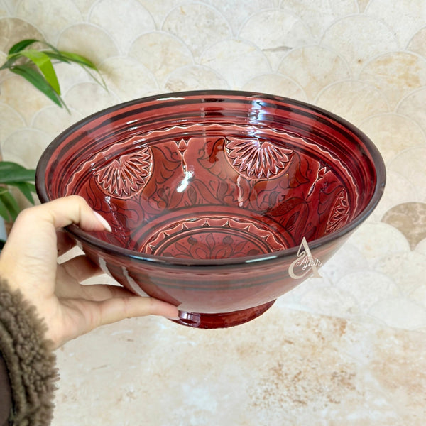 Grand Saladier Artisanal aux Motifs Nakch Marocain