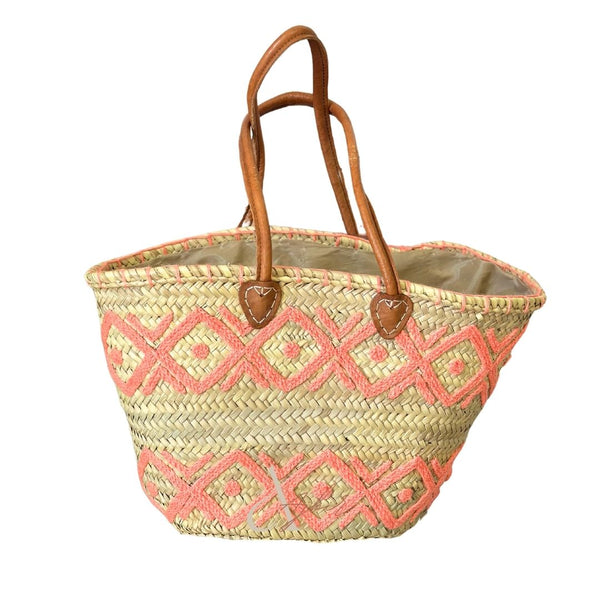 Panier en paille rose - Ajbir